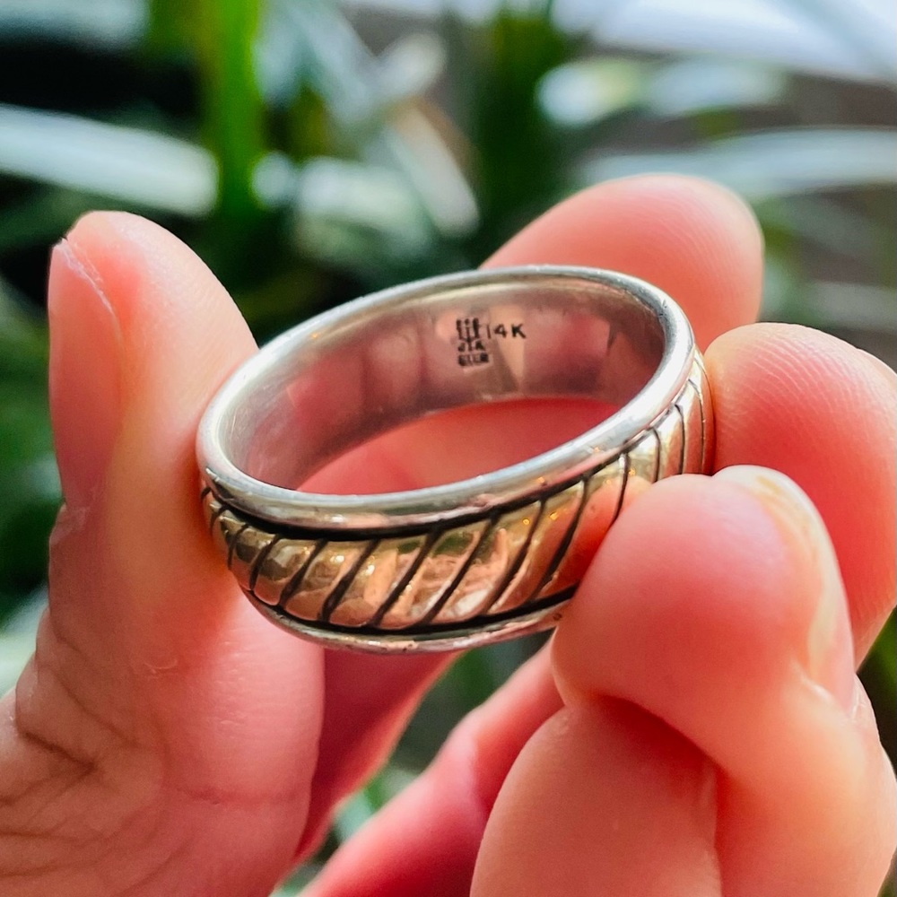 James Avery Sterling Silver & 14K Yellow Gold Fluted Men’s Wedding Band Ring 11